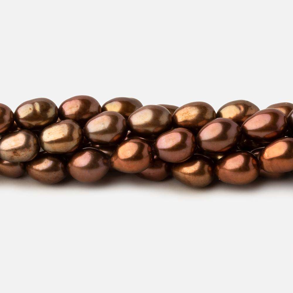 4.5x5.5-5x7mm Tri Color Brown straight drilled Oval freshwater pearls 15 inch 59 pieces A - Beadsofcambay.com
