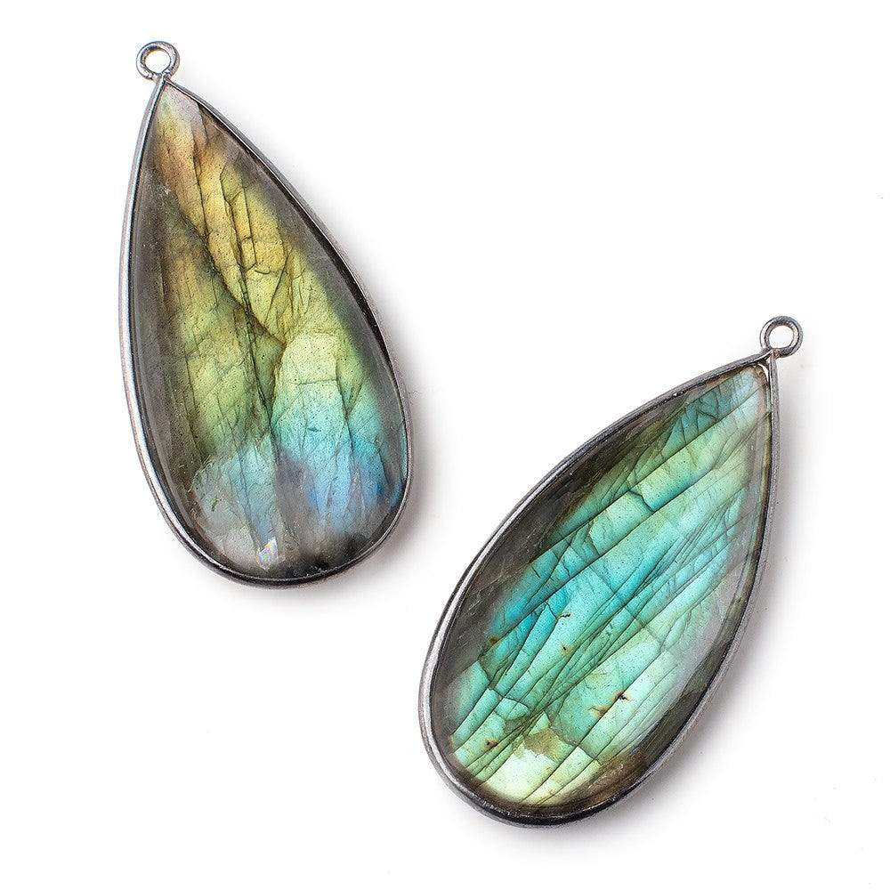 46x23mm Black Gold Bezeled Plain Pear Pendant 1 piece - Beadsofcambay.com