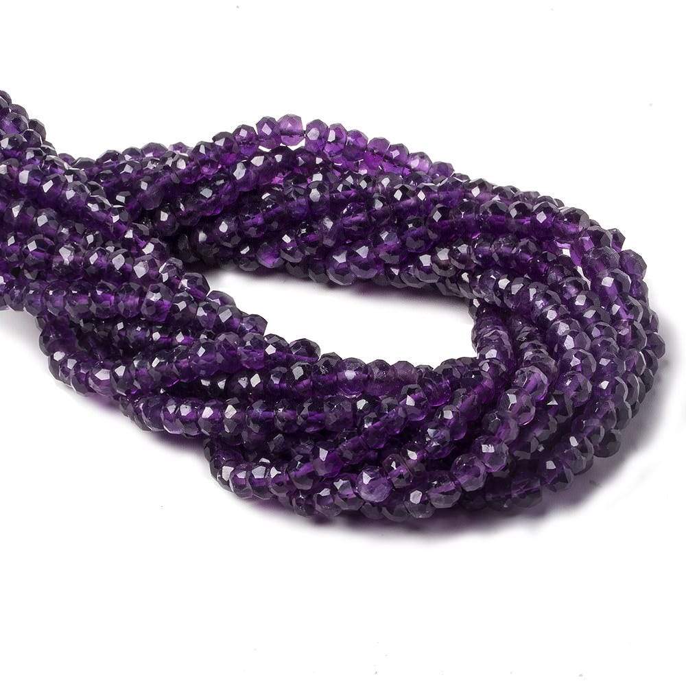4mm Amethyst Faceted Rondelle Beads 13 inch 104 pieces - Beadsofcambay.com