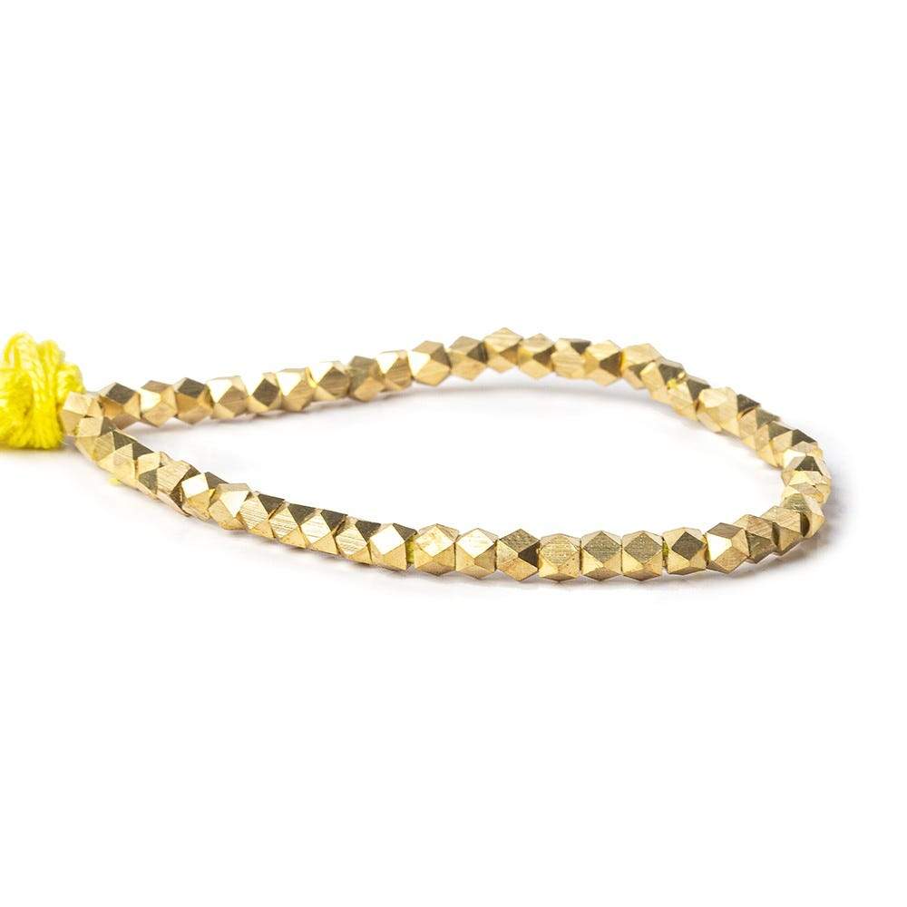 4mm Brass Faceted Nugget Beads 45 beads 8 inch - Beadsofcambay.com