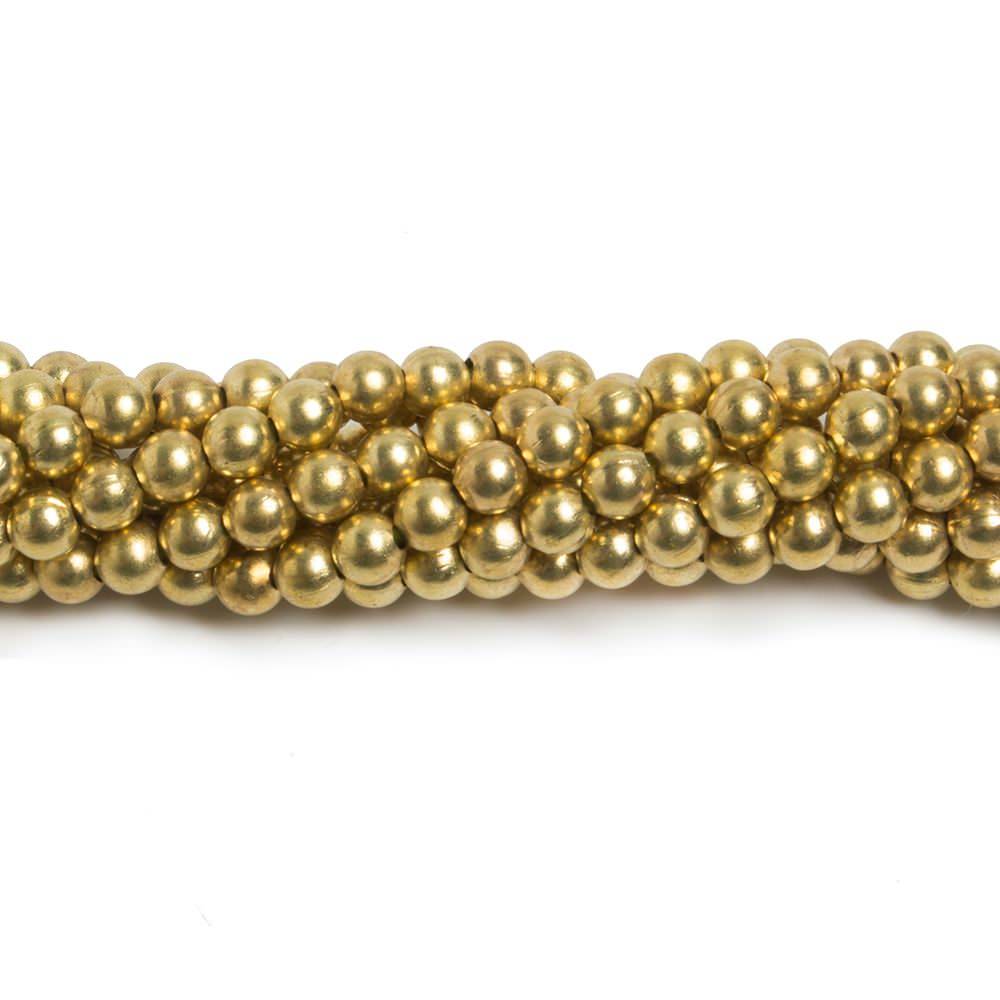 4mm Brass plain round beads 8 inch 58 pieces - Beadsofcambay.com