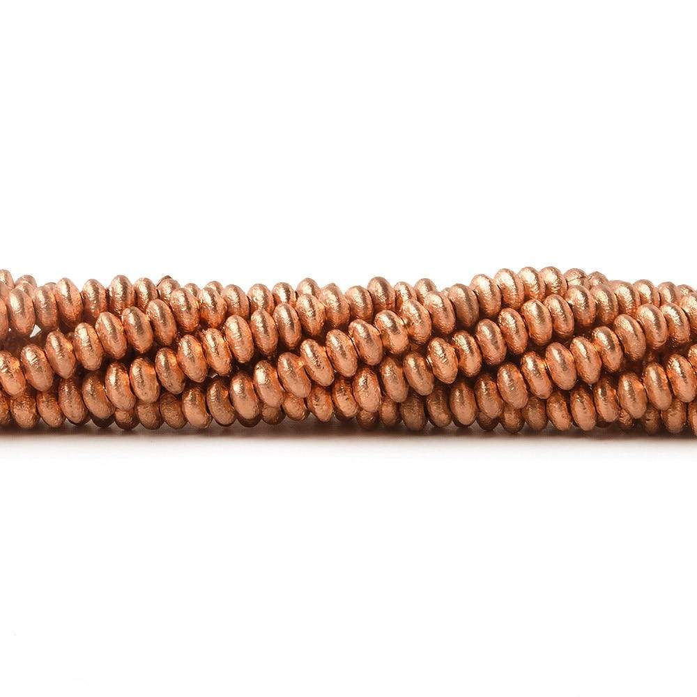 4mm Copper Brushed Disc Beads 103 beads 8 inch - Beadsofcambay.com