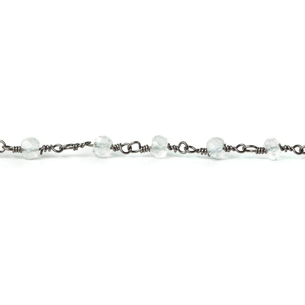 4mm Crystal Quartz rondelle Black Gold plated Chain sold by the foot 34 pieces - Beadsofcambay.com