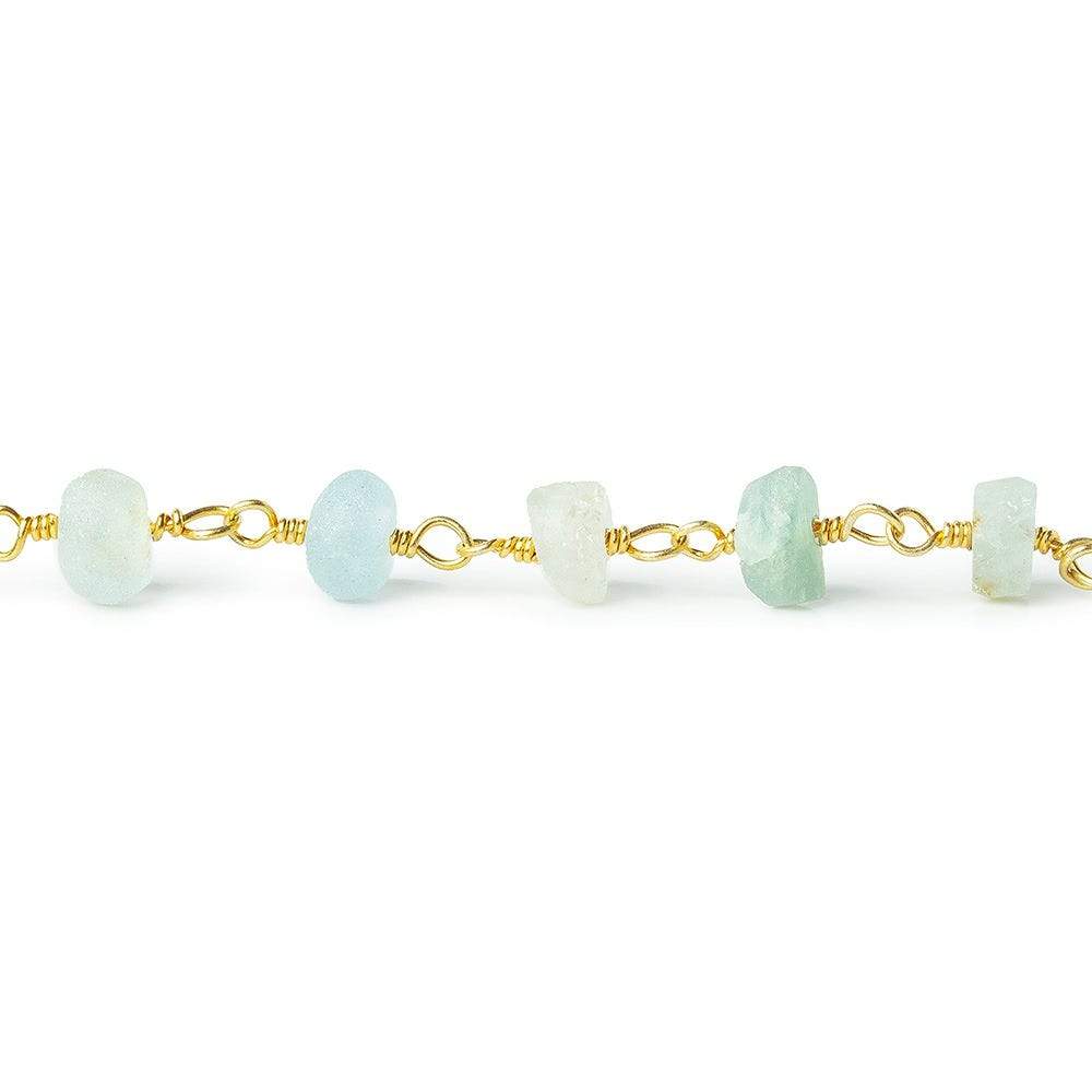 4mm Frosted Multi Beryl plain rondelle Gold plated Chain by the foot 37 pcs - Beadsofcambay.com