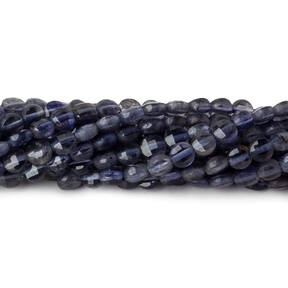 4mm Iolite checkerboard calibrated faceted coins 12.5 inch 85 beads AAA - Beadsofcambay.com