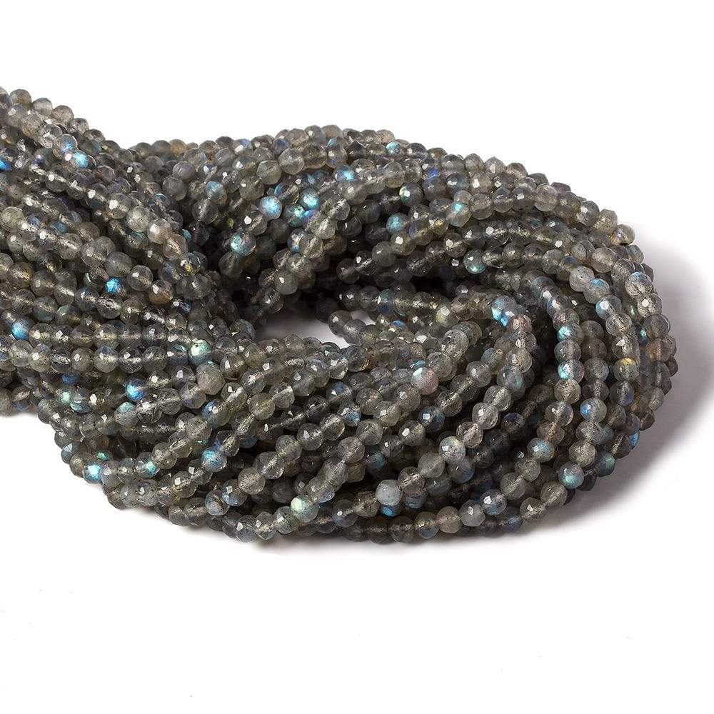 4mm Labradorite faceted round beads 13 inch 90 pieces - Beadsofcambay.com