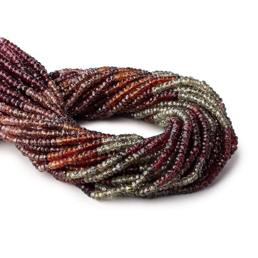 4mm Multi Gemstone Faceted Rondelle Beads 13.5 inch 130 pieces - Beadsofcambay.com