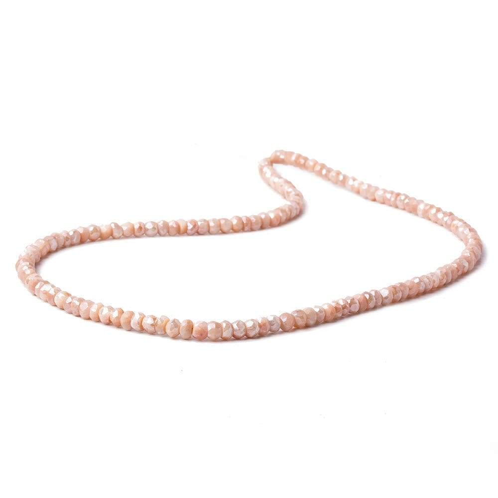 4mm Mystic Angel Skin Peach Moonstone faceted rondelles 16 inch 135 beads - Beadsofcambay.com