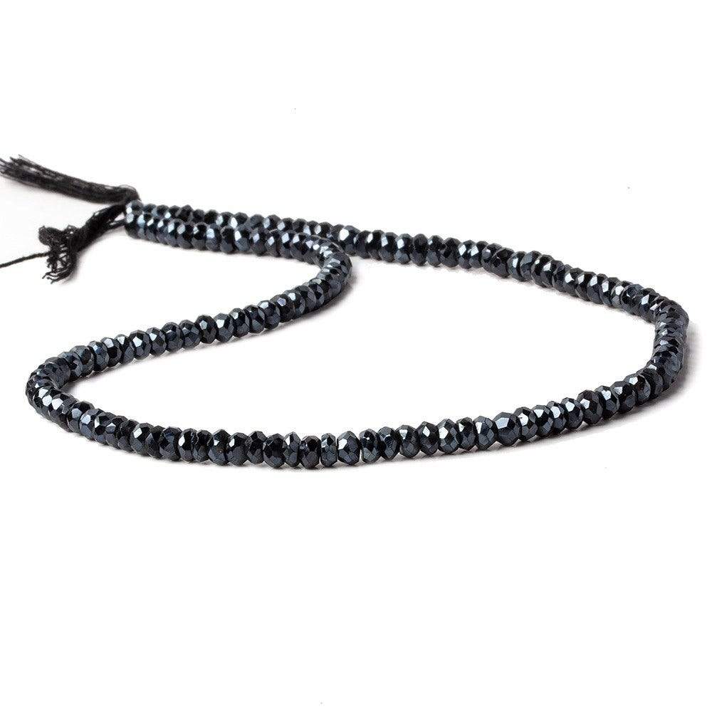 4mm Mystic Black Spinel Faceted Rondelle Beads 14 inch 120 pieces - Beadsofcambay.com