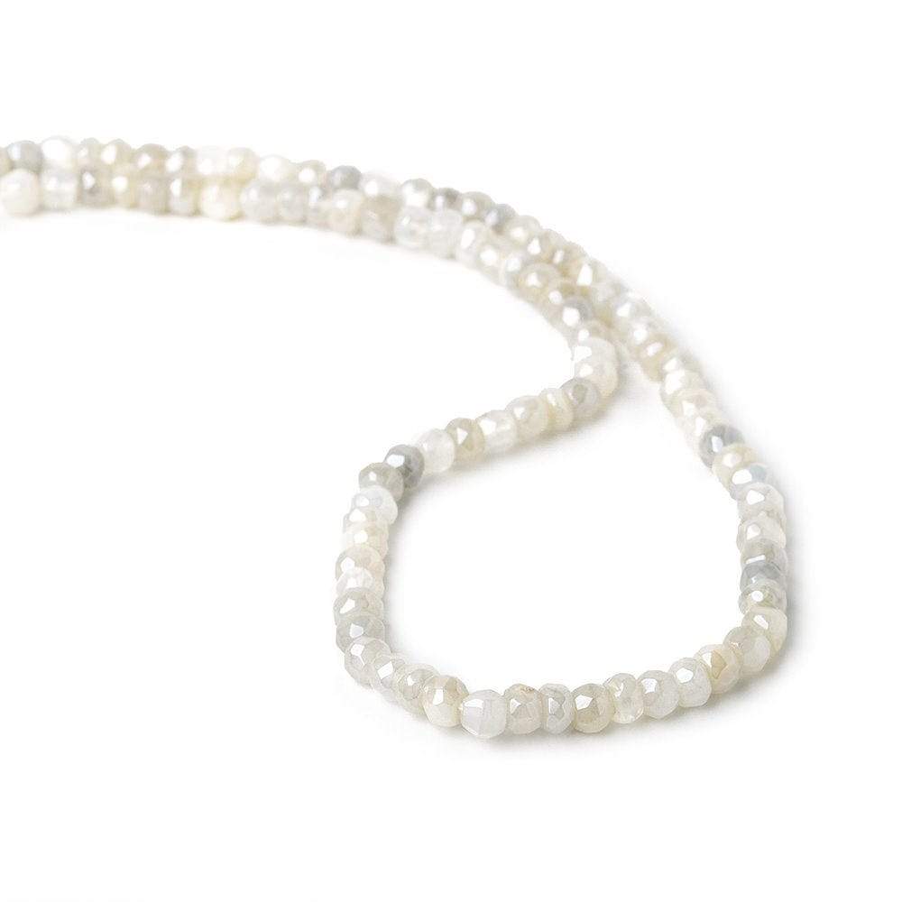 4mm Mystic Off White & Grey Moonstone faceted rondelle beads 13 inch 100 pieces - Beadsofcambay.com