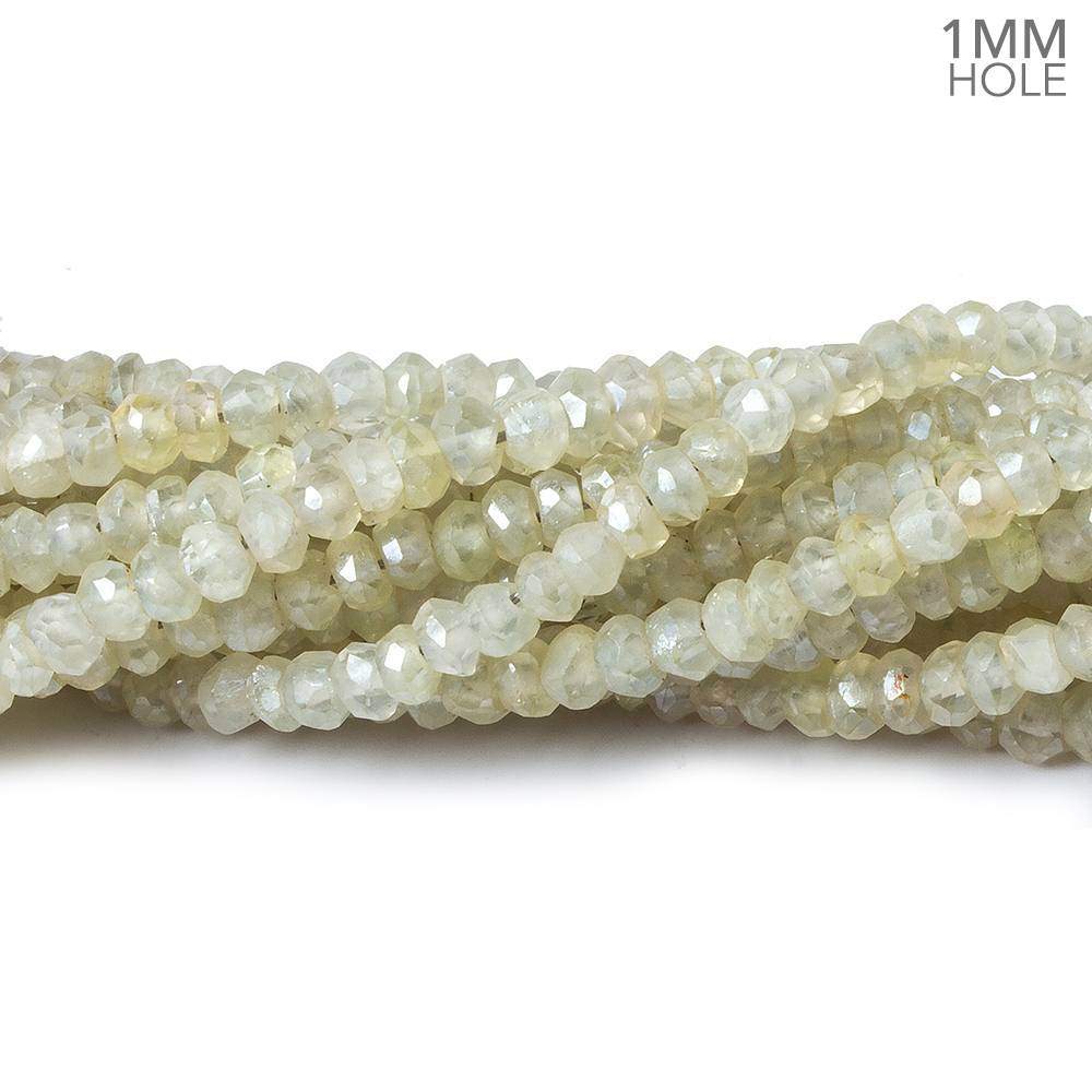 4mm Mystic Prehnite faceted rondelle beads 1mm hole 12 inch 132 pieces - Beadsofcambay.com