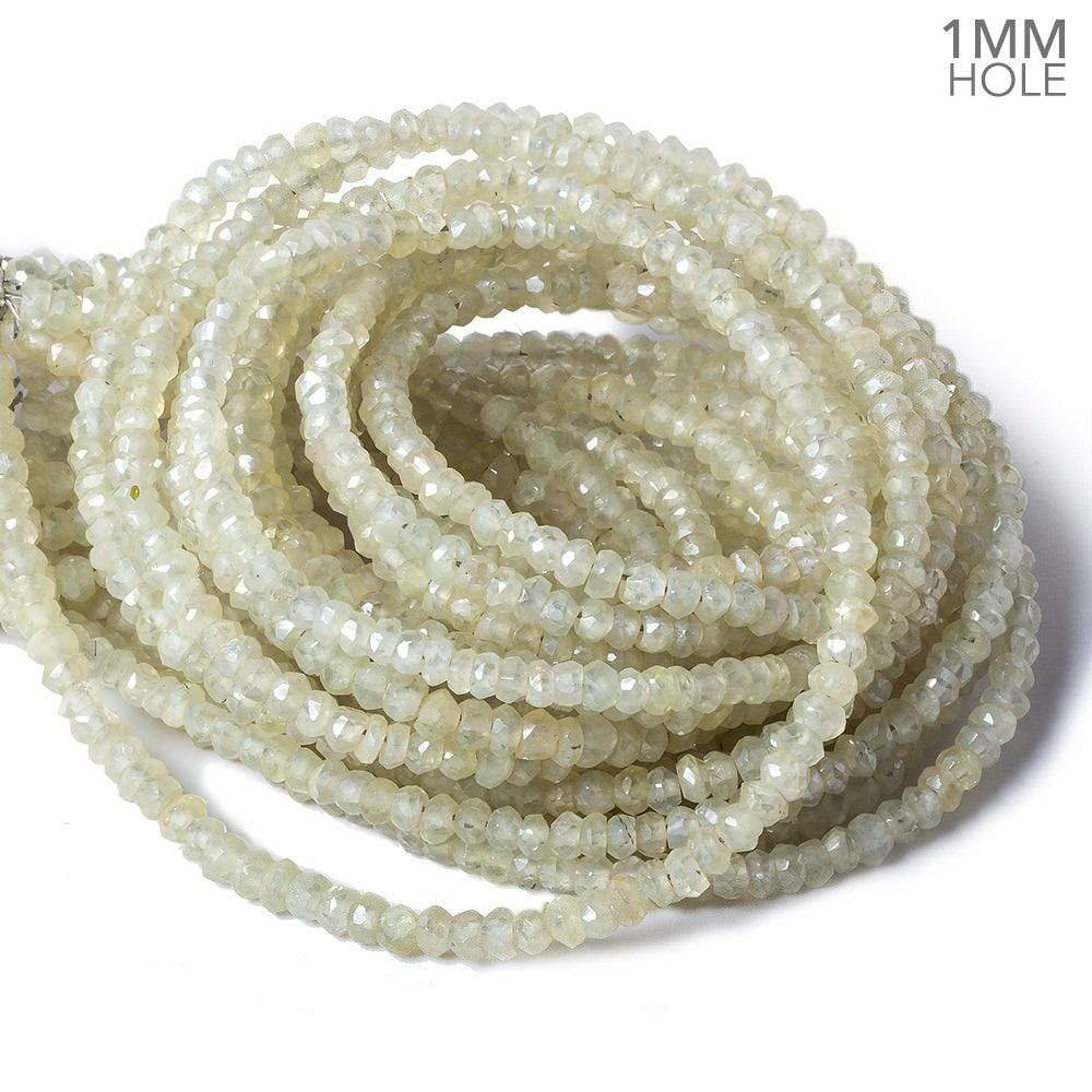 4mm Mystic Prehnite faceted rondelle beads 1mm hole 12 inch 132 pieces - Beadsofcambay.com