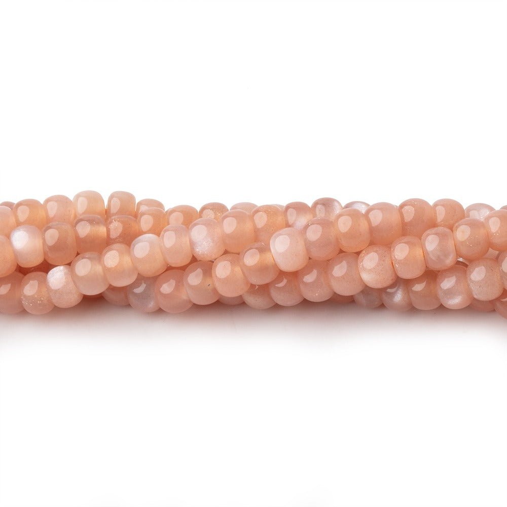 4mm Peach Moonstone Plain Rondelles 16 inch 135 Beads - Beadsofcambay.com