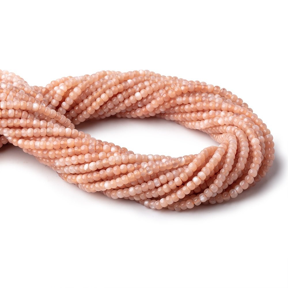 4mm Peach Moonstone Plain Rondelles 16 inch 135 Beads - Beadsofcambay.com