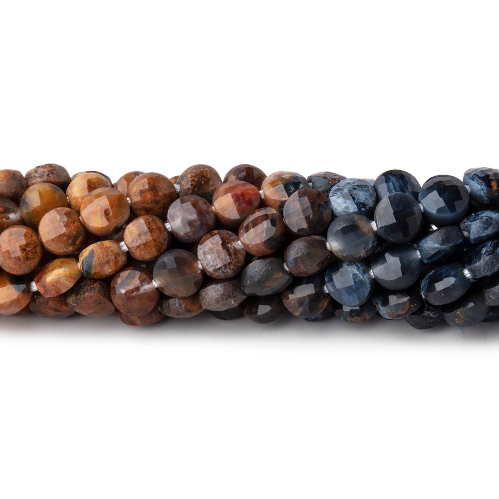4mm Pietersite Checkerboard Calibrated Faceted Coins 12 inch 80 beads A - Beadsofcambay.com