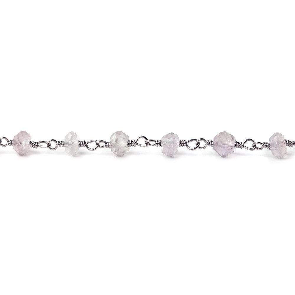 4mm Pink Amethyst faceted rondelle Black Gold plated Chain by the foot 38 pcs - Beadsofcambay.com