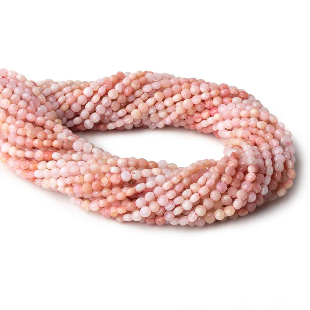 4mm Pink Peruvian Opal checkerboard calibrated faceted coins 12.5 inch 85 beads AAA - Beadsofcambay.com