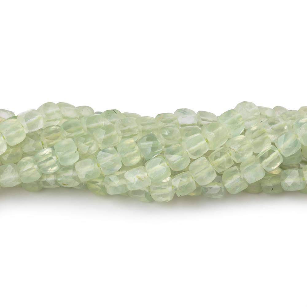 4mm Prehnite Micro Faceted Cube Beads 12 inch 80 pieces - Beadsofcambay.com