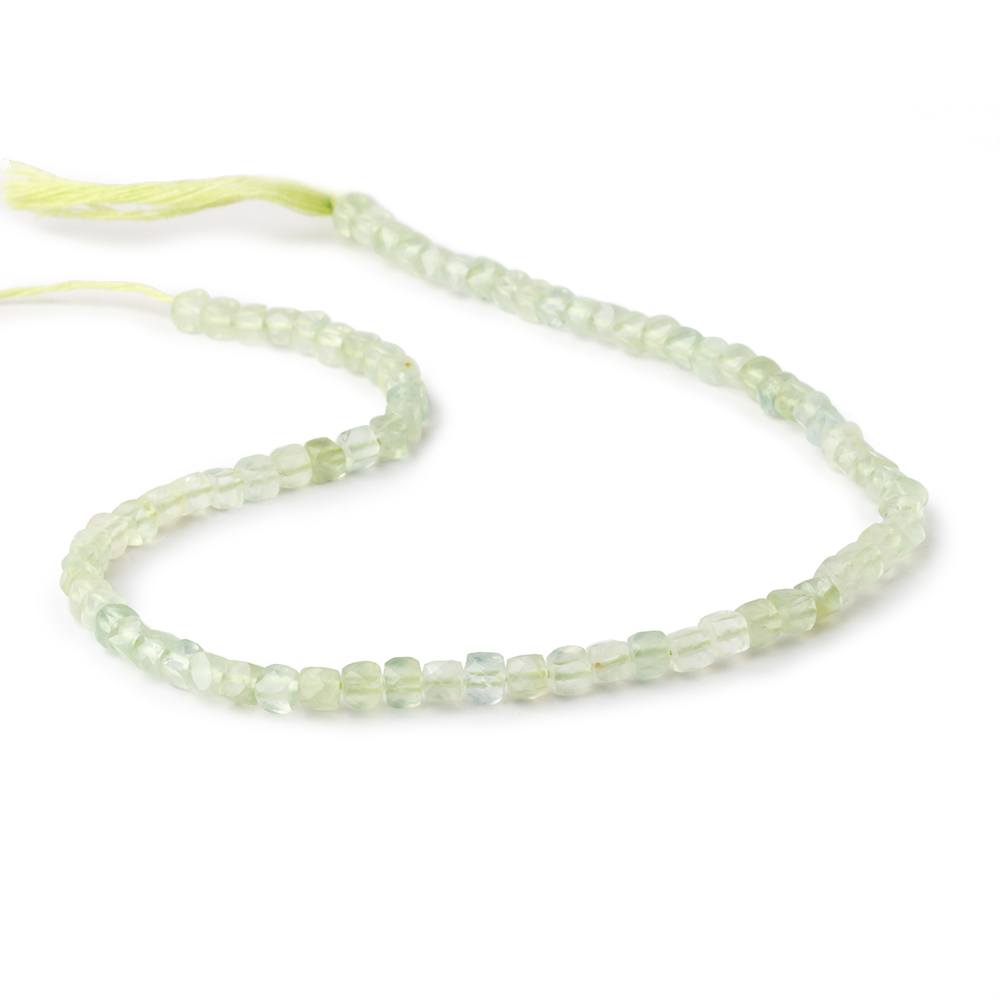 4mm Prehnite Micro Faceted Cube Beads 12 inch 80 pieces - Beadsofcambay.com