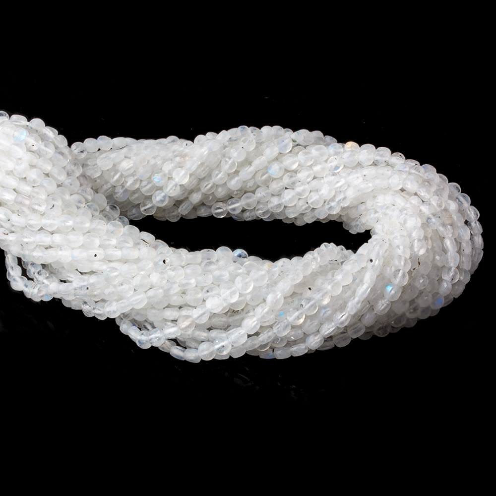 4mm Rainbow Moonstone checkerboard calibrated faceted coins 12.5 inch 85 beads AAA - Beadsofcambay.com