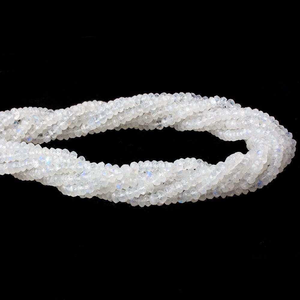 4mm Rainbow Moonstone Faceted Rondelle Beads 14 inch 110 pieces - Beadsofcambay.com