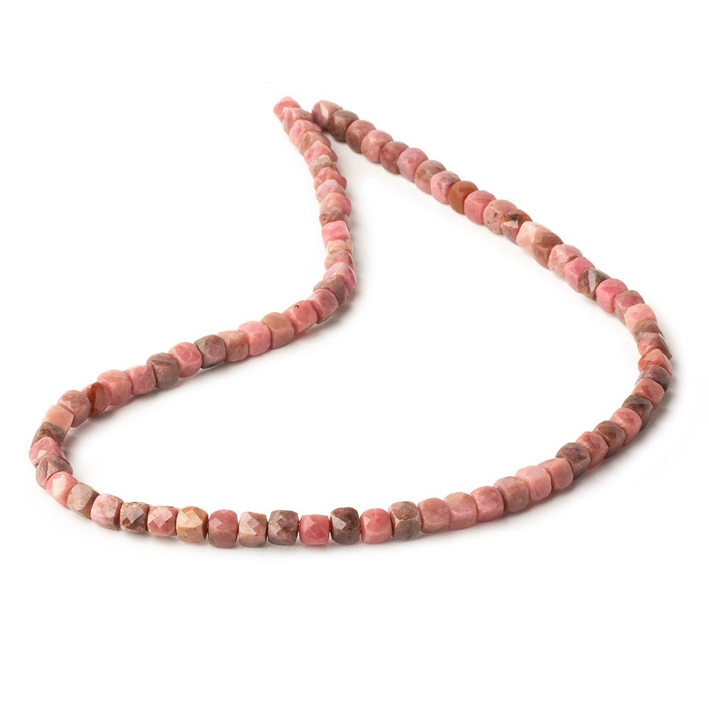 4mm Rhodonite micro faceted cubes 12 inch 80 beads - Beadsofcambay.com