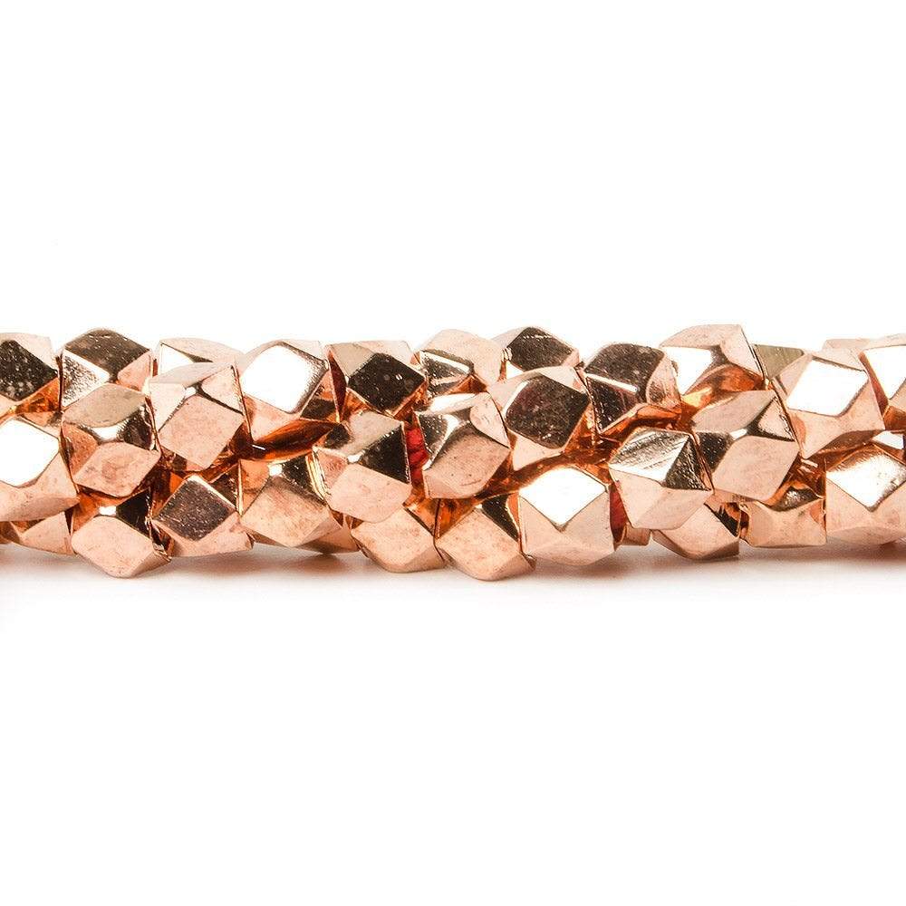 4mm Rose Gold plated Copper Hand Polished Faceted Nugget Beads 8 inch 48 beads - Beadsofcambay.com