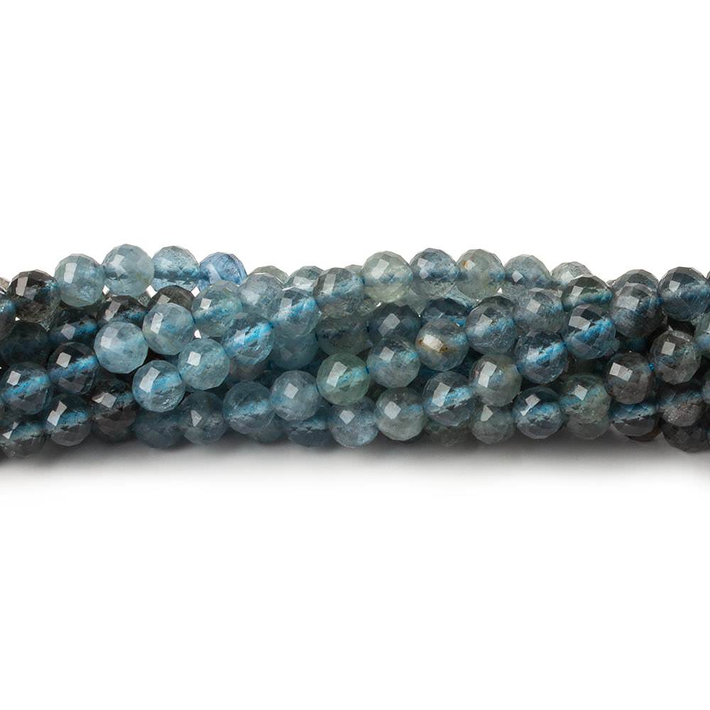 4mm Shaded Moss Aquamarine micro faceted round beads 13 inch 81 pieces - Beadsofcambay.com
