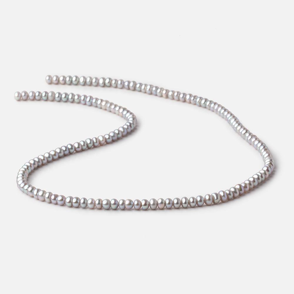 4mm Silver Center Drilled Button Freshwater Pearls 15.5 inch 142 Beads AA - Beadsofcambay.com