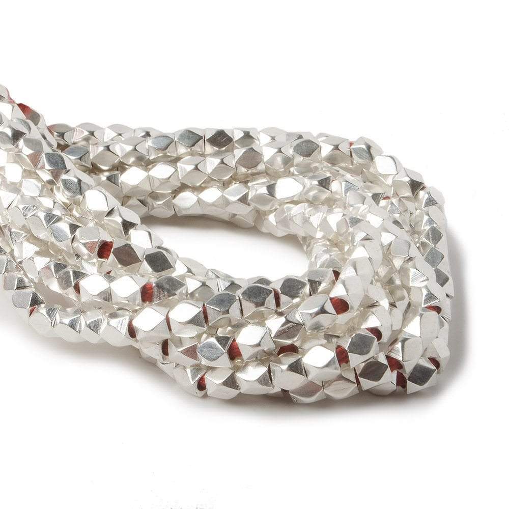 4mm Sterling Silver plated Copper Faceted Nugget Hand Polished Beads 8 inch 48 beads - Beadsofcambay.com