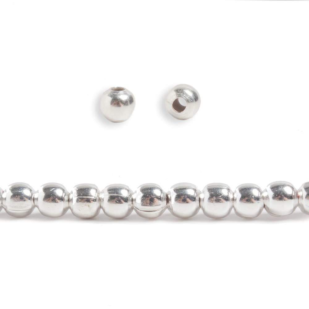 4mm Sterling Silver Plated Copper Round Bead 8 inch 51 pcs - Beadsofcambay.com