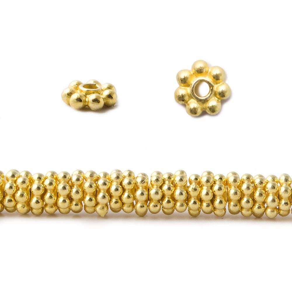 4mm Vermeil Daisy Spacer Beads 4 inch 78 beads - Beadsofcambay.com
