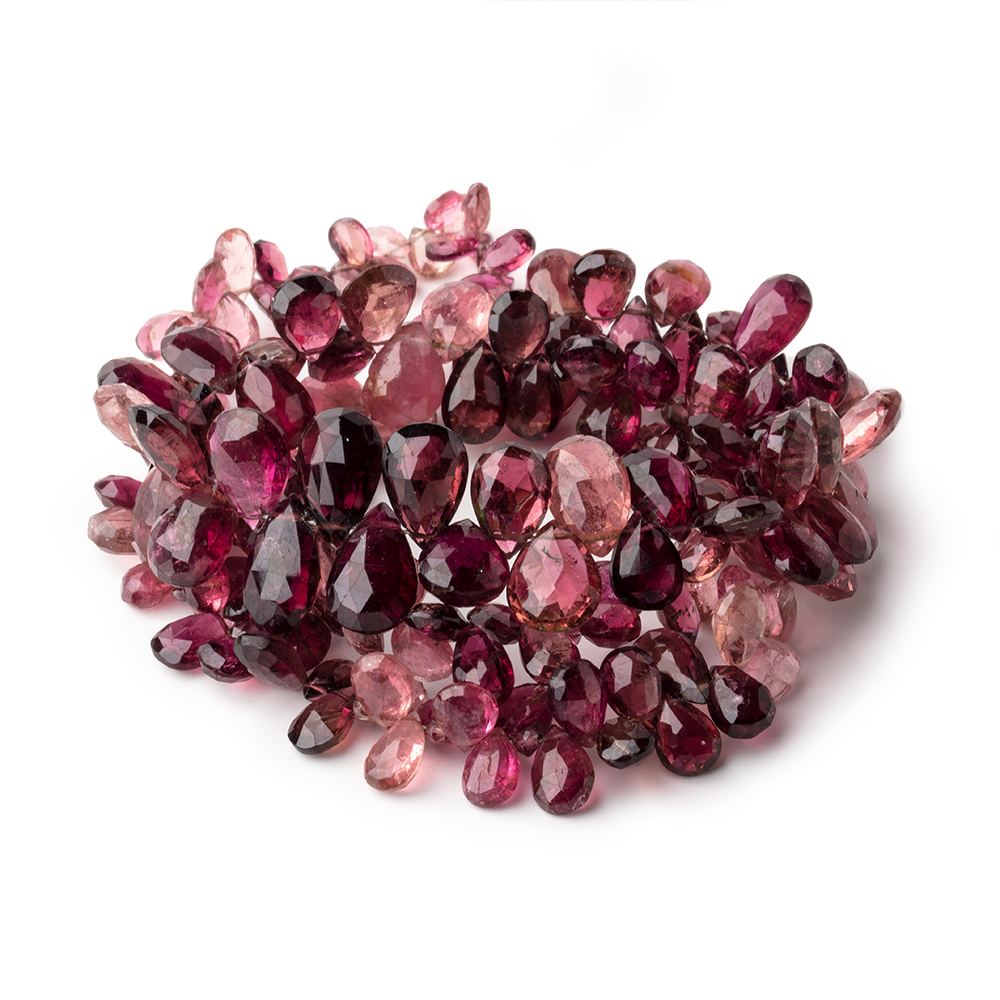 5x4-12x7mm Shaded Rubellite Tourmaline faceted pears 16.5 inch 174 beads AAA - Beadsofcambay.com