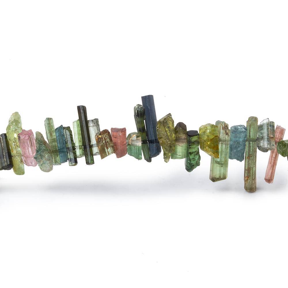 4x3-12x3mm Multi-Color Tourmaline Top Drill Natural Crystals 7 inch 95 beads - Beadsofcambay.com