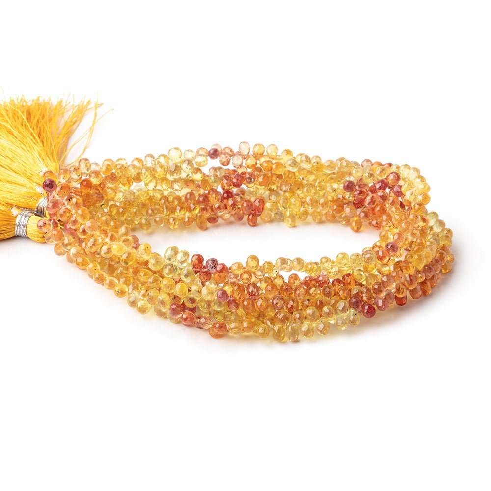 4x3-5.5x4mm Orange & Yellow Fancy Sapphire Faceted Tear Drops 17 inch 250 pieces AA - Beadsofcambay.com