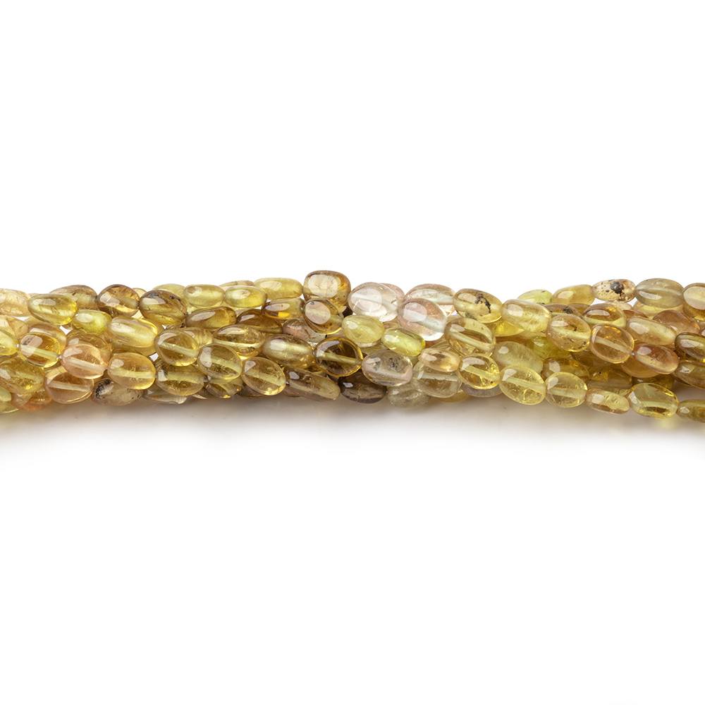 4x3-5x3.5mm Yellow Tourmaline Plain Oval Beads 16 inch 86 pieces AA - Beadsofcambay.com