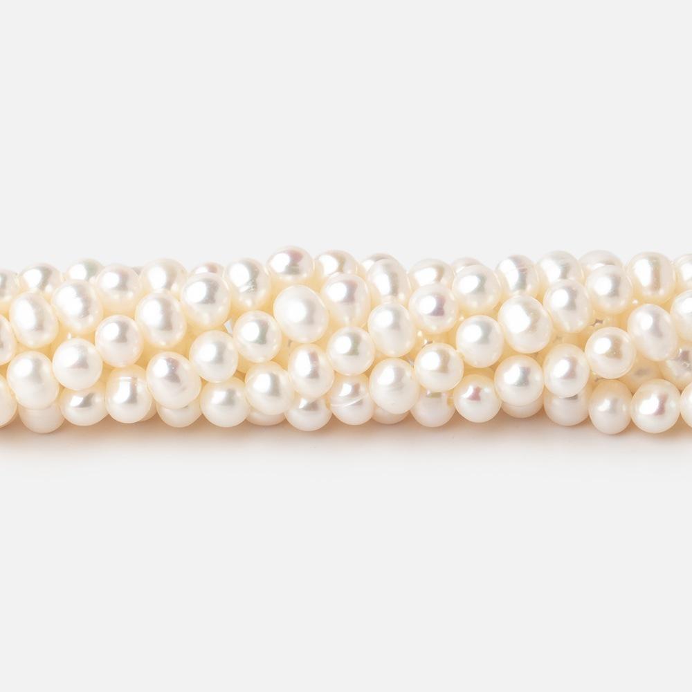 4x3-5x4mm Creamy White Off Round Freshwater Pearls 15 inch 106 pieces - Beadsofcambay.com