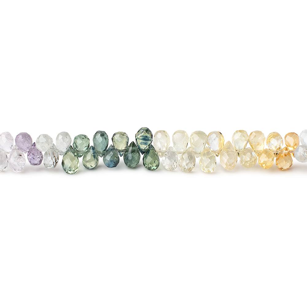 4x3mm Multi Color Ceylon Sapphire Faceted Tear Drop Beads 8.25 inch 120 pieces - Beadsofcambay.com