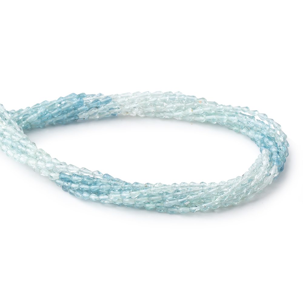 4x3mm Shaded Aquamarine Faceted Tear Drop Beads 14.5 inch 86 pieces - Beadsofcambay.com