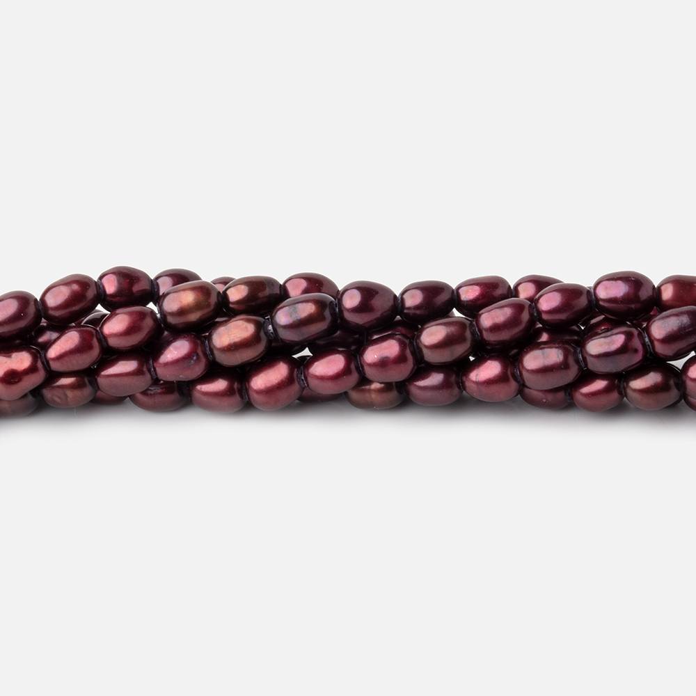 4x3mm Wine Red Oval Freshwater Pearl Beads 15 inch 78 pieces - Beadsofcambay.com
