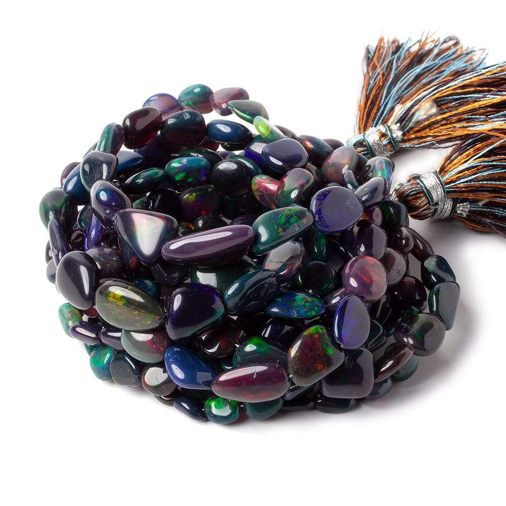 4x4-13x9mm Black Ethiopian Opal Plain Nugget beads 17 inches 60 pieces AA - Beadsofcambay.com