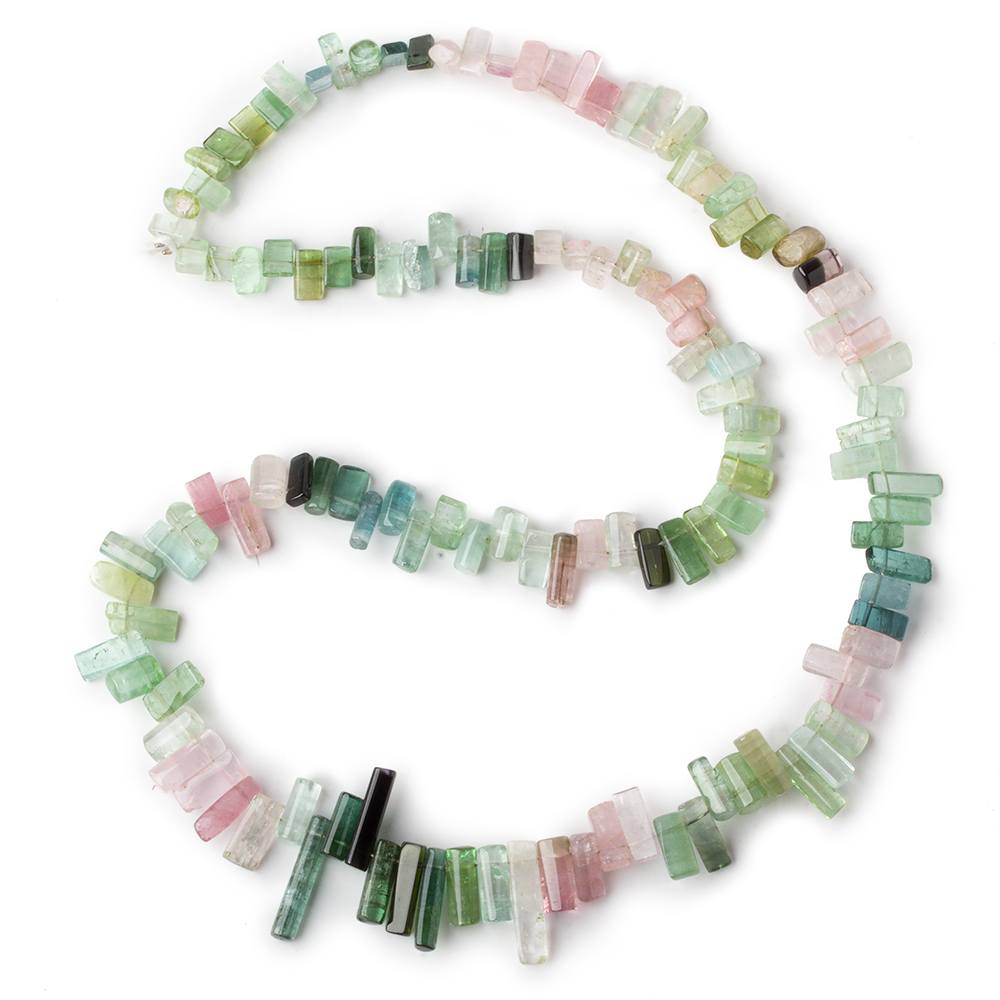 4x4-16x3mm Afghani Multi Color Tourmaline top drilled plain Crystals 18 inch 127 pieces AA - Beadsofcambay.com