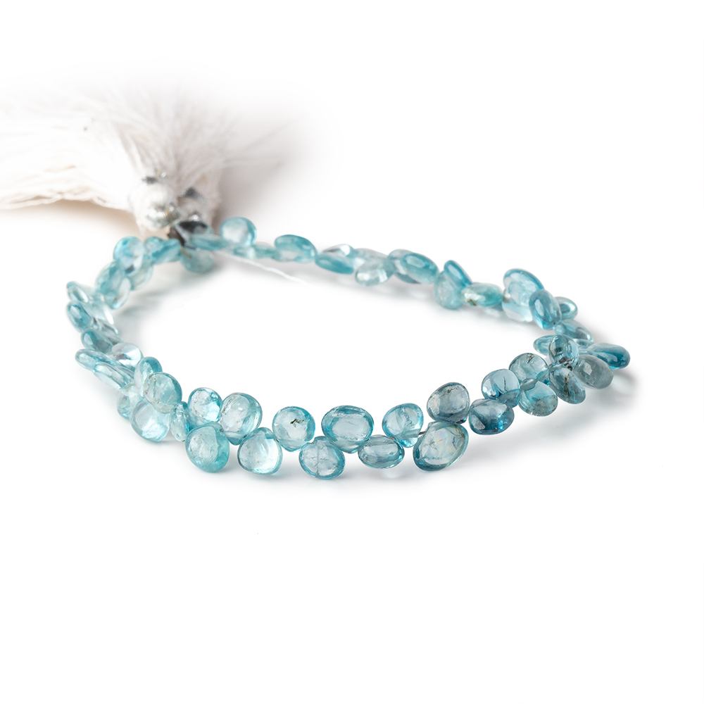 4x4-6x6mm Blue Zircon plain heart beads 7.5 inch 66 pieces - Beadsofcambay.com
