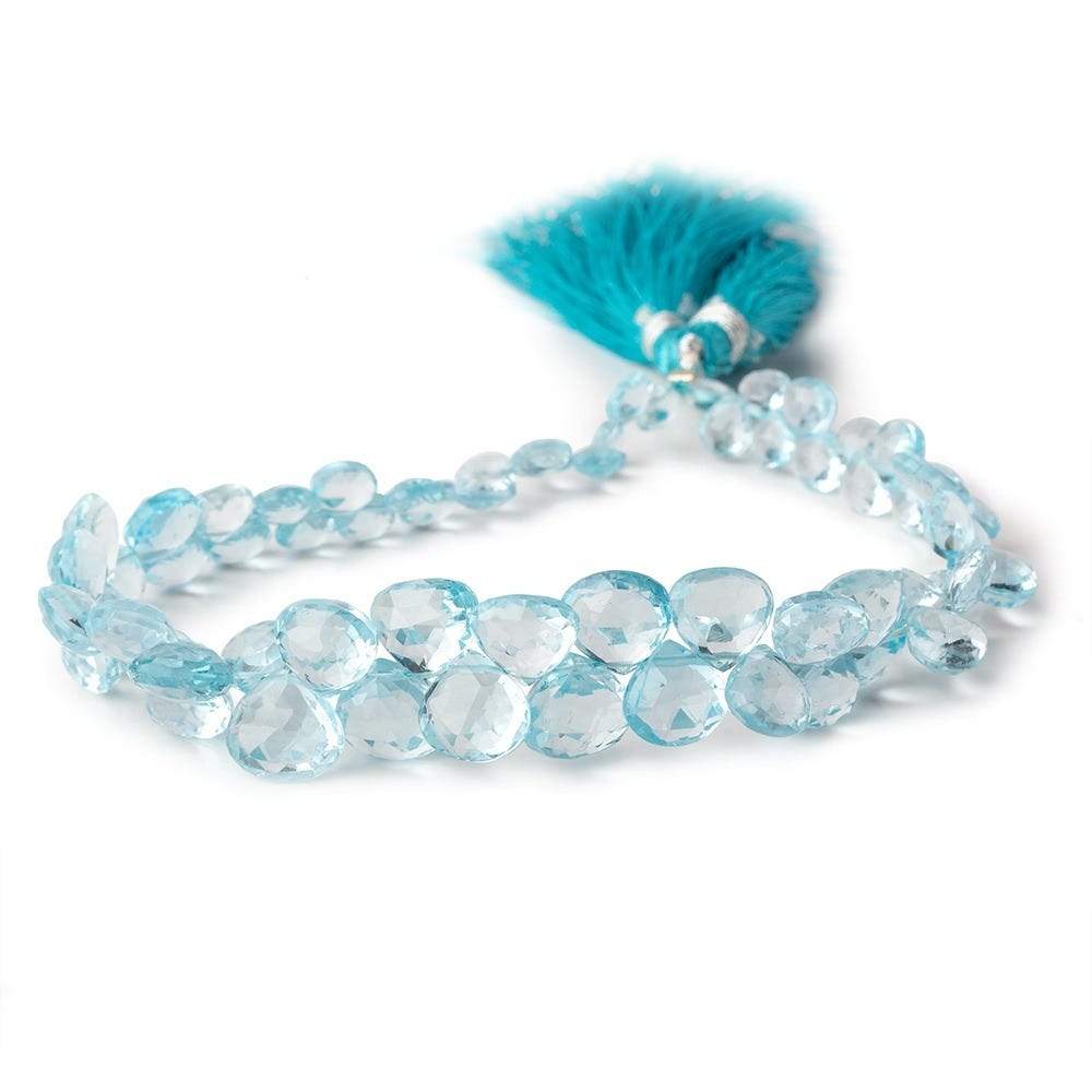 4x4-9x9mm Sky Blue Topaz Faceted Heart Briolettes 8.5 inch 63 pieces AAA - Beadsofcambay.com