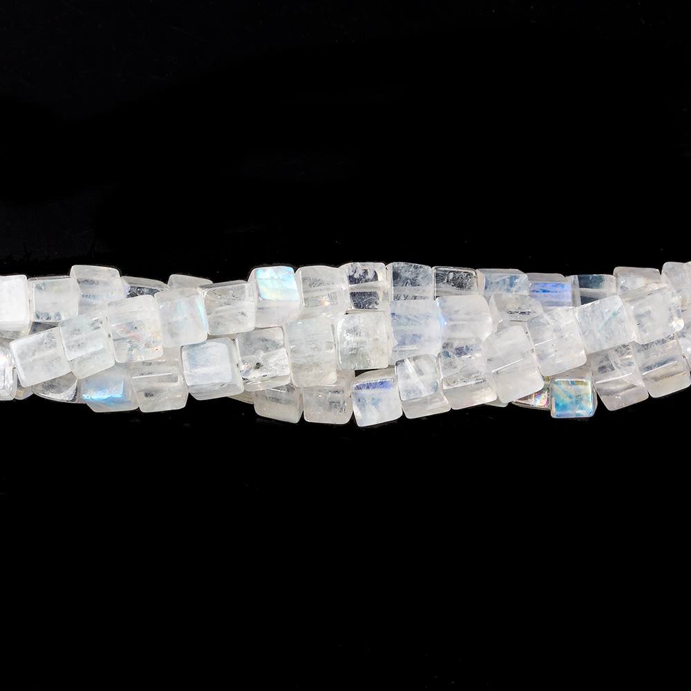 4x4mm Rainbow Moonstone Plain Cube Beads 14 inch 106 pcs - Beadsofcambay.com