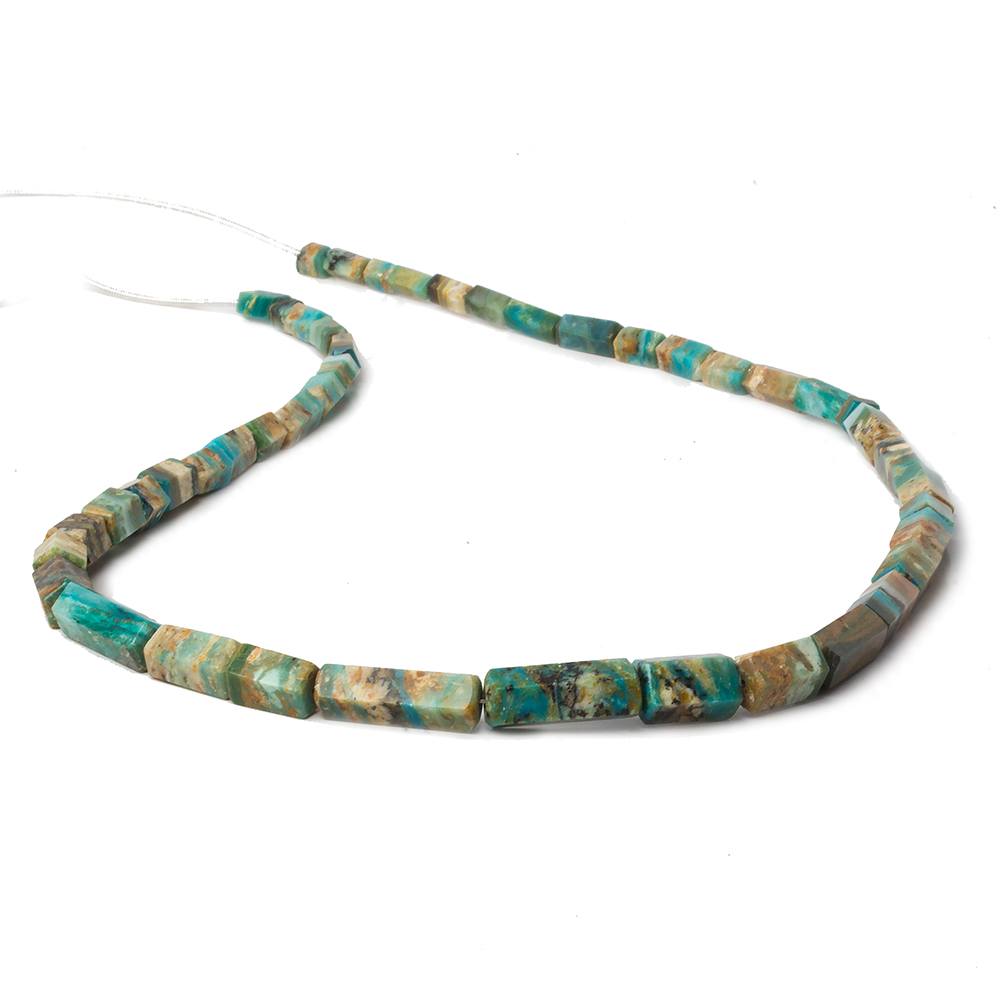4x5-6x19mm Blue Peruvian Opal plain hexagonal beads 18 inch 46 pieces - Beadsofcambay.com
