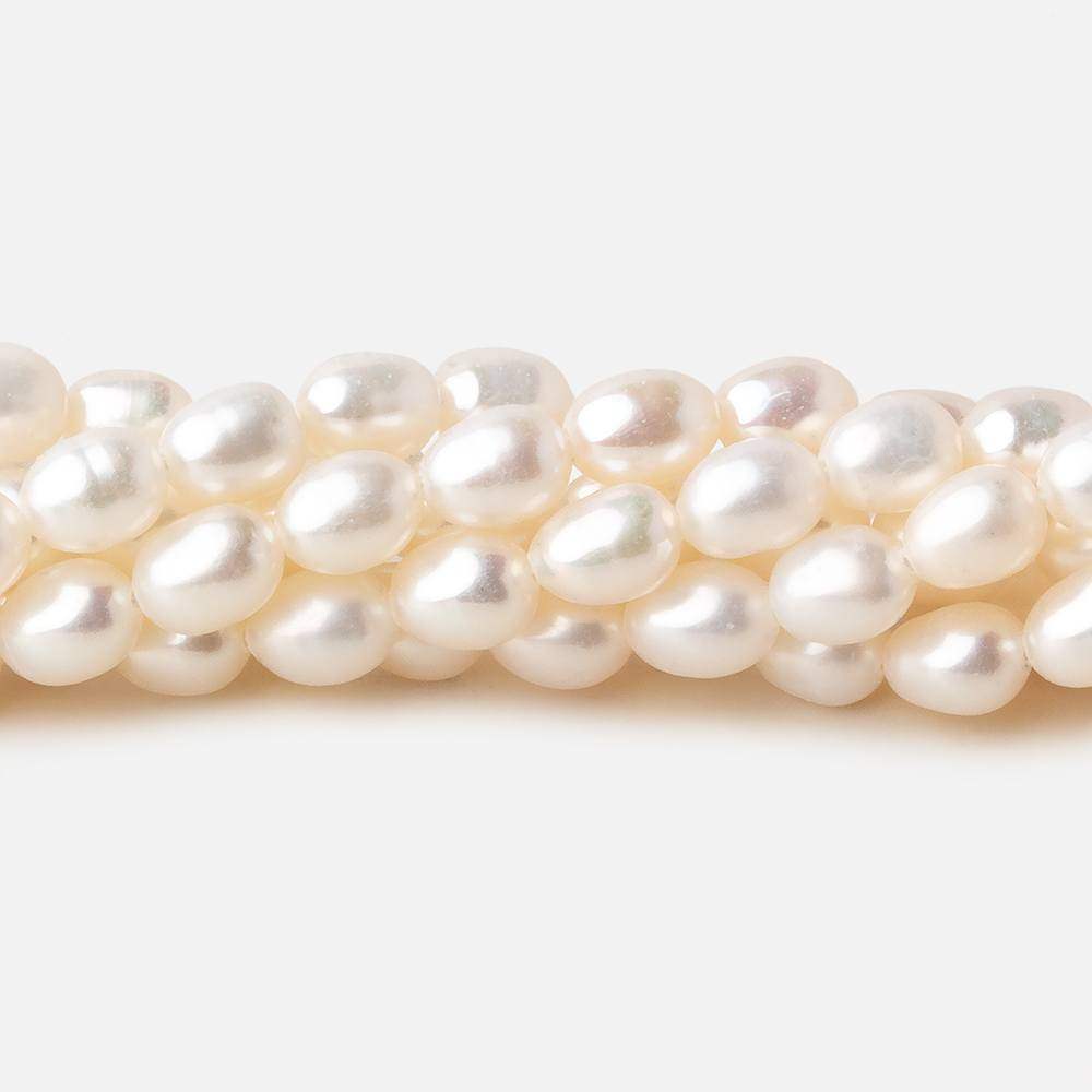 4x5.5-4.5x7mm Off White straight drilled Oval freshwater pearls 15.5 inch 65 pieces A - Beadsofcambay.com