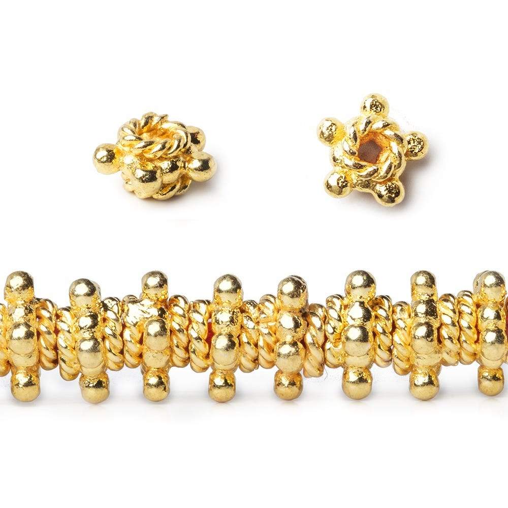 4x7mm 22kt Gold Plated Copper Star Spacer with Twisted Rope Rings 8 inch 51 pieces - Beadsofcambay.com