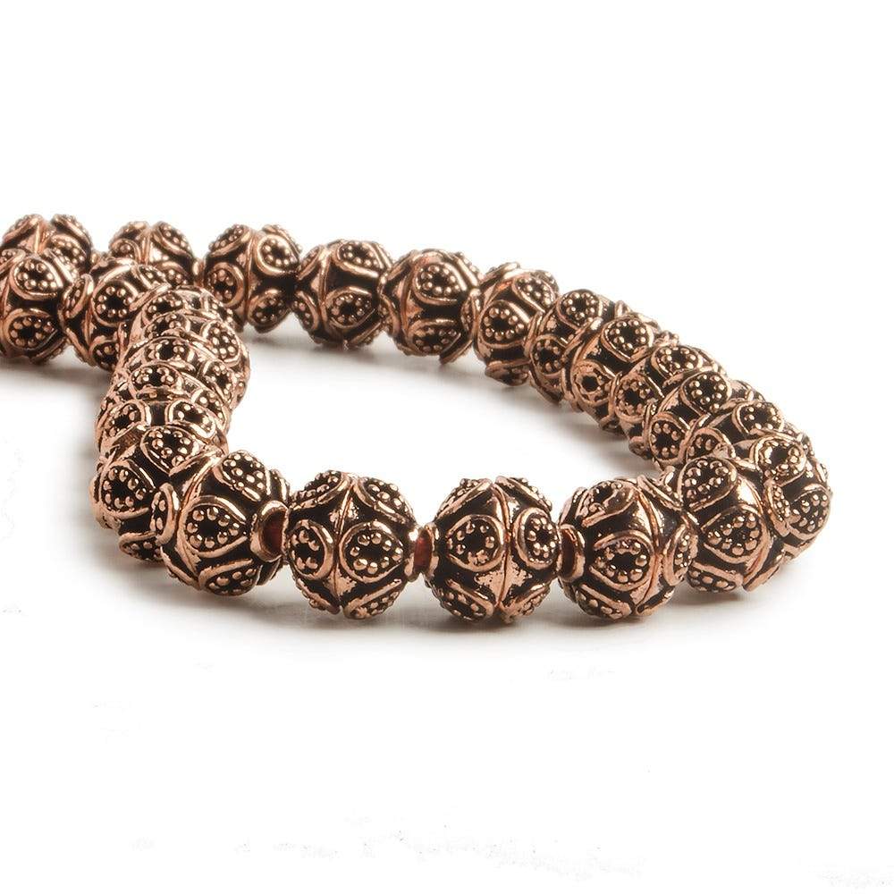 4x7x7mm Antiqued Copper Bead Cap with Bali Miligrain Design 8 inch 54 pcs - Beadsofcambay.com