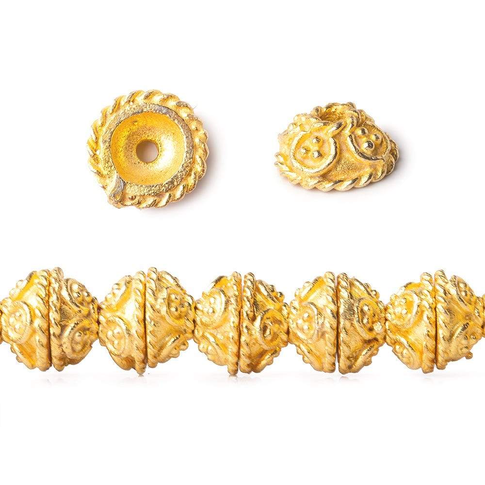 4x8mm 22kt Gold Plated Copper Bead Cap 8 inch 54 pieces - Beadsofcambay.com
